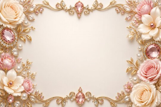 Floral gold frame with gems and pearl embellishments