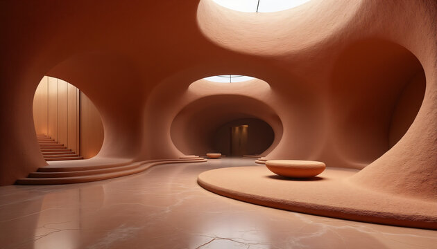 Undulating Clay Installation with Smoked Quartz Backplate