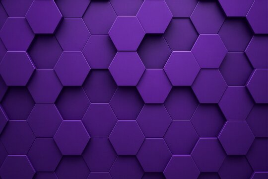 Hexagonal tiles forming layered pattern on purple wall