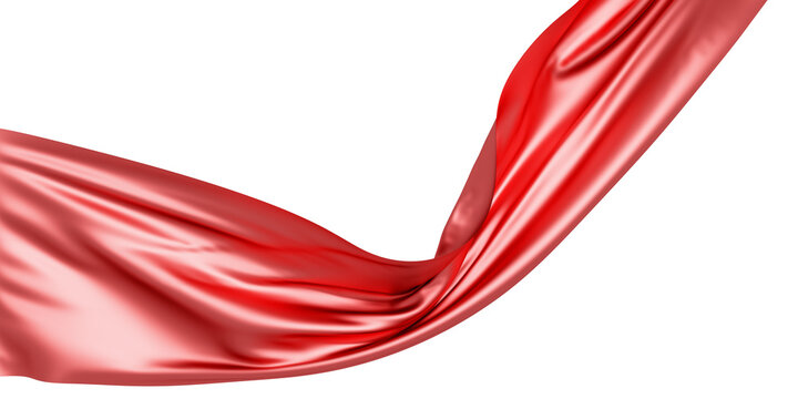 Red silk satin wave ribbon isolated on transparent background