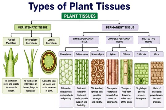 Types of Plant Tissues Educational Biology Infographic
