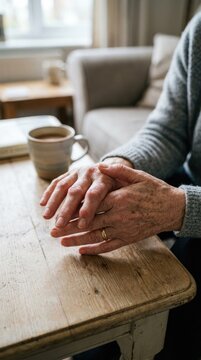Chronic joint ailment: finger pain, hand ache, suffer arthritis, develop arthrosis, body condition, elder human, physical decline, worn skin.