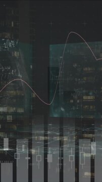 Animation of data processing over cityscape
