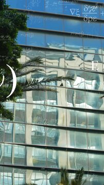 Animation of scientific data processing over office building