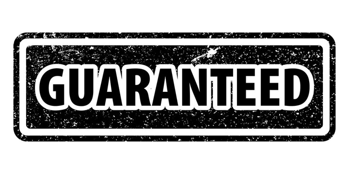 Black rectangular guaranteed grunge rubber stamp icon as PNG element