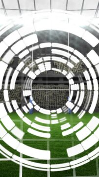 Animation of scope scanning over empty stands in sports stadium