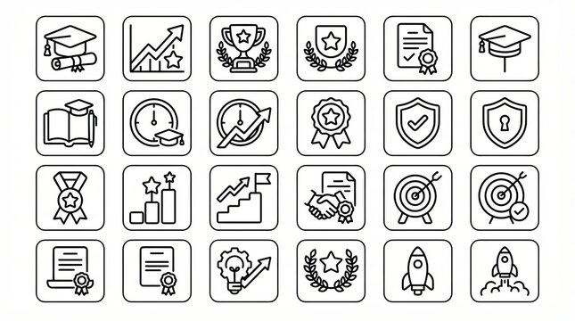 Set of hand drawn education and business success doodle icons