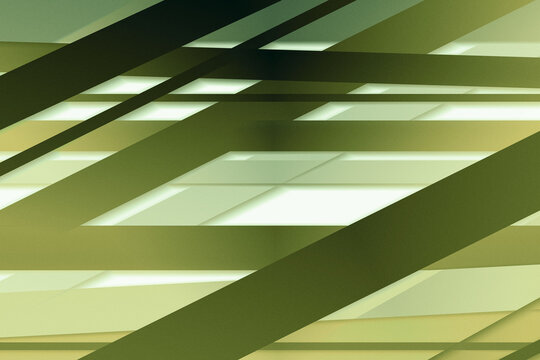 Abstract semi-transparent geometric pattern background, diagonal intersecting stripes in varying shades of green, ranging from deep moss to light sage and pale yellow-green.