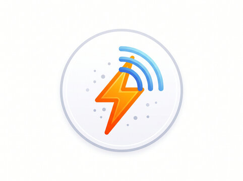 Fast wireless charging icon or energy signal symbol illustration isolated on white background