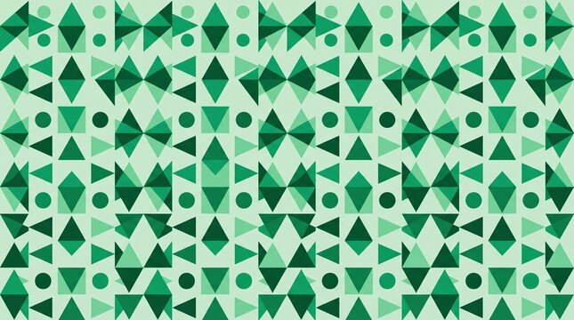 Modern Green Geometric Seamless Grid Pattern
