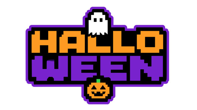Halloween Logo Sign Featuring Pumpkin Emblem.