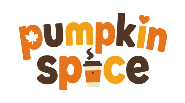 Pumpkin Spice Logo Illustration For Autumn Flavor Concept.