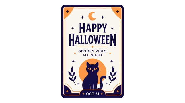 Black Cat Halloween Poster Illustration for Halloween.