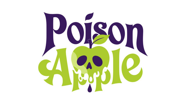 Poison Apple Logo With Skull Green Fruit Illustration.
