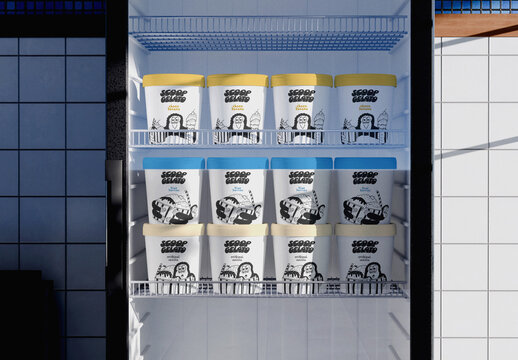 Refrigerator Ice Cream Mockup