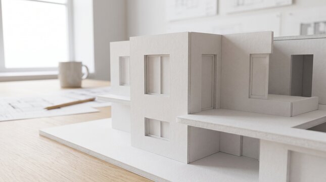 Close-Up of White Foam Board Architectural Model