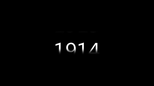 Old retro scrolling progression timeline 1900 to 2026. Animation of scrolling timeline of 1900 to 2026 years.