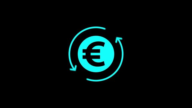 Euro banking icon. euro currency symbol with round arrow rotating animation.