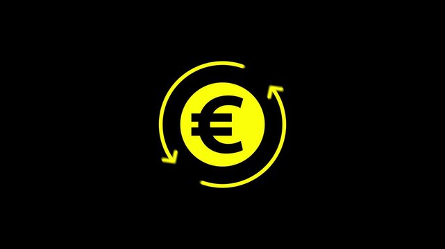 Euro banking icon. euro currency symbol with round arrow rotating animation.