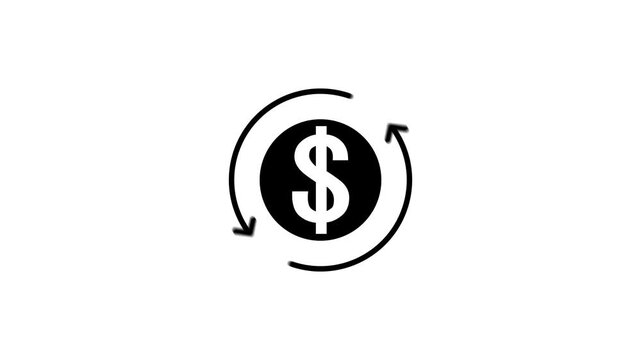 dollar banking icon. dollar currency symbol with round arrow rotating animation.
