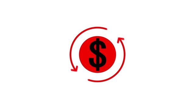 dollar banking icon. dollar currency symbol with round arrow rotating animation.
