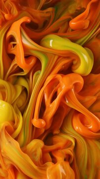 Vibrant Orange and Green Fluid Abstract Generative AI