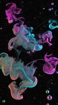 Abstract Iridescent Fluid Swirling in Cosmic Space Generative AI