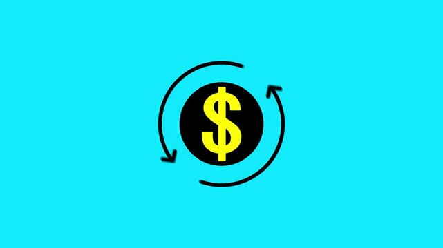 dollar banking icon. dollar currency symbol with round arrow rotating animation.