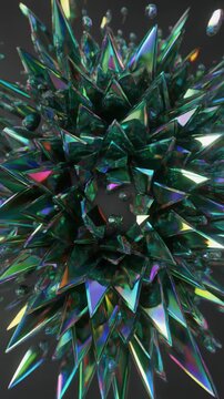 Prismatic Emerald Crystal Spikes 3D Animation Generative AI