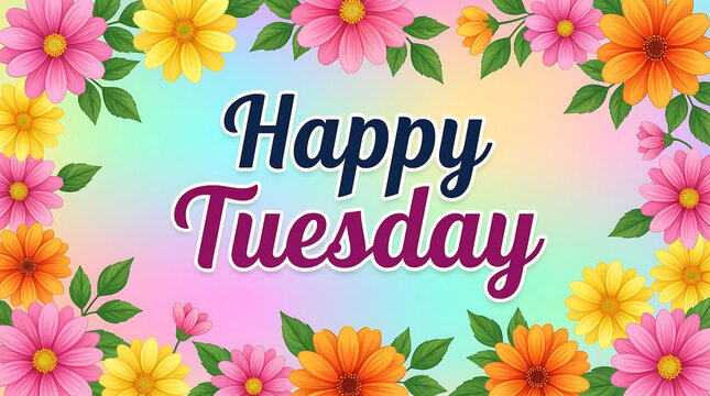 happy tuesday card with flowers