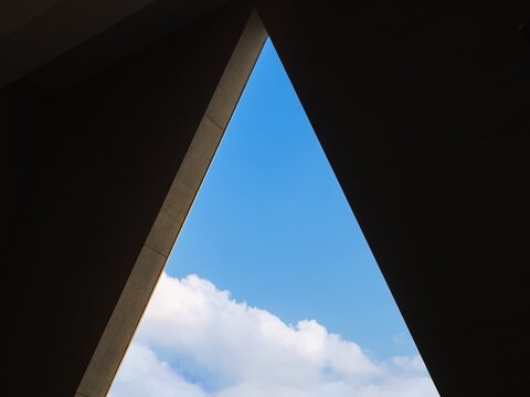 Modern building Triangle space against Blue sky Architecture details