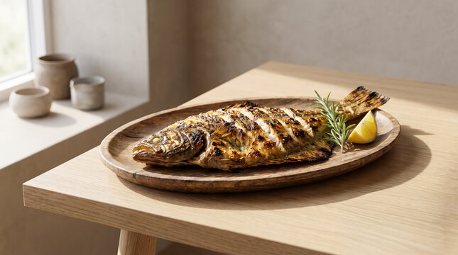 Whole Grilled Flounder with Lemon and Rosemary