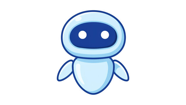 Cute cartoon robot character with friendly eyes and light blue body design on transparent background