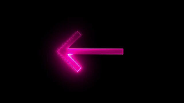 glowing neon arrow icon 4k video animation black background.