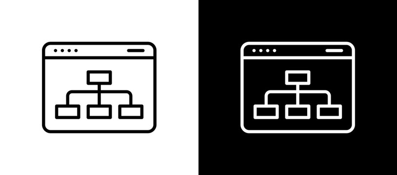 Sitemap Icon On White and Black Backgrounds.   