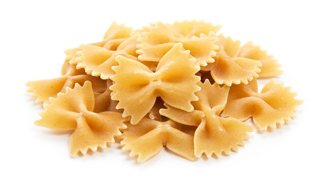 Fresh uncooked bowtie pasta pieces displayed in a natural light setting showcasing their delicate shape and texture