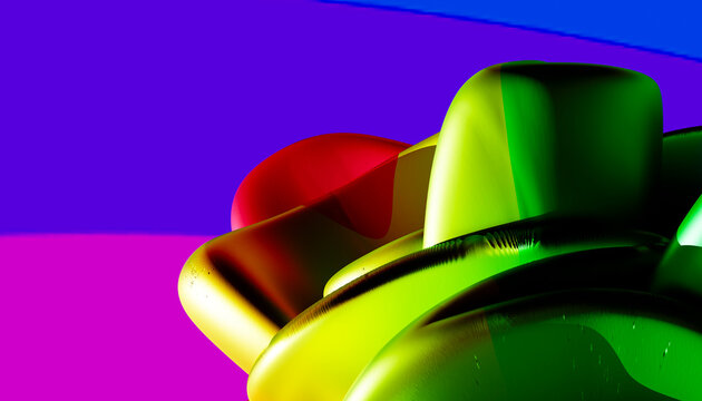 Abstract 3d rendering features colorful rounded geometric objects