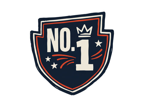 Retro No. 1 Badge with Crown Emblem and Vintage Championship Style