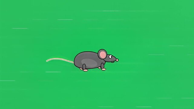 Animated Cartoon Rat Walking on Green Screen Background