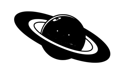 Cute Saturn Planet with Rings Editable Color Vector Icon Cartoon Space Illustration Isolated on White Background © MSTSUFIA