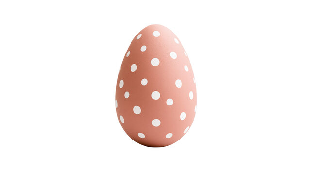 Salmon pink polka dot Easter egg, isolated on transparent background