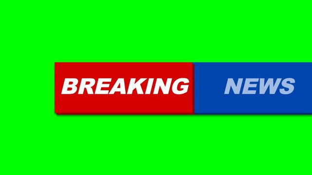 Breaking News Red Banner Text Animation on Chroma Key Green Screen 4K Lower Third