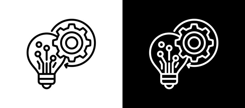 Innovation Icon On White and Black Backgrounds.   