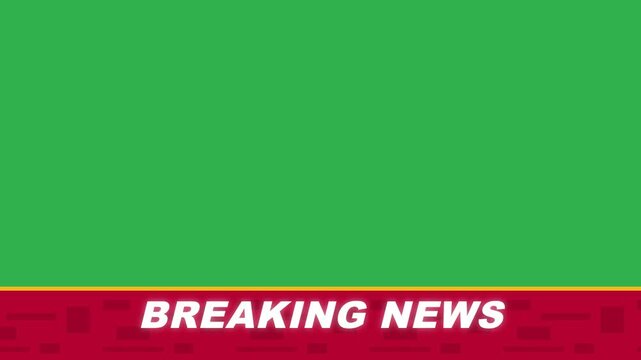 4K Breaking News Lower Third Graphic on Green Screen Chroma Key for Broadcast Media Production