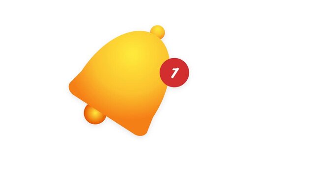 3D Yellow Notification Bell Animation Minimalist UI Alert Icon Seamless Loop White Background 4K