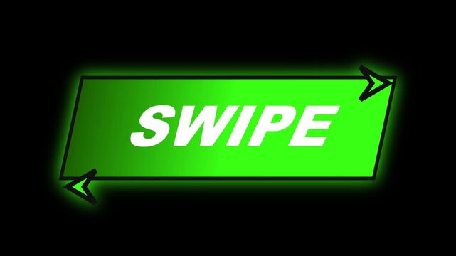 Green Neon Swipe Button Animated UI Element Social Media Call to Action 4K Motion Graphic