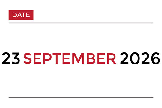 calendar 23 september 2026 red color on white background