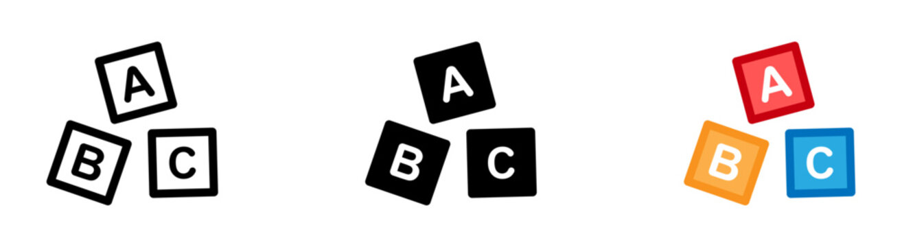 ABC letter blocks. Abc blocks icon set vector on isolated background.
