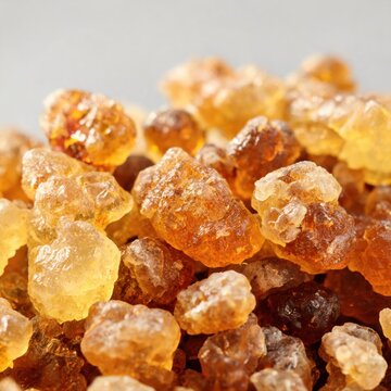 Macro close up of Boswellia serrata frankincense resin pieces