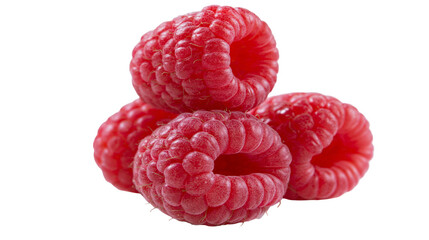 Group of ripe red raspberries, isolated on transparent background © Petra